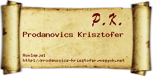 Prodanovics Krisztofer névjegykártya