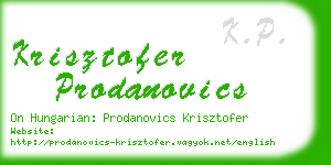 krisztofer prodanovics business card
